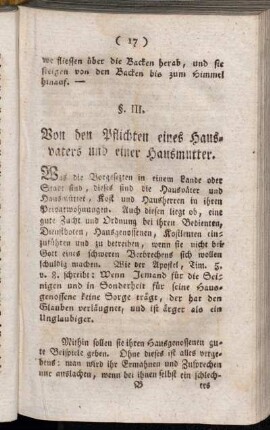 §. III. Von den Pflichten eines Hausvaters und einer Hausmutter.