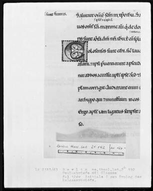 Paulusbriefe mit Glossen — Initiale C, Folio 124verso