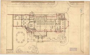 Bestelmeyer, German; Nürnberg (Bayern); Ev. Friedenskirche St. Johannes - Mappe 1: Grundriss EG mit Außenanlage