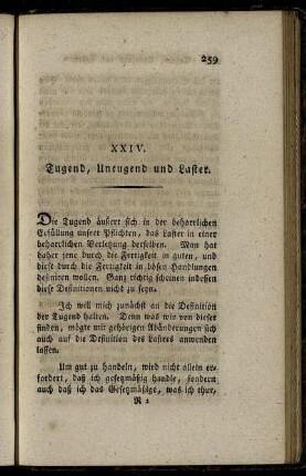 XXIV. Tugend, Untugend und Laster.