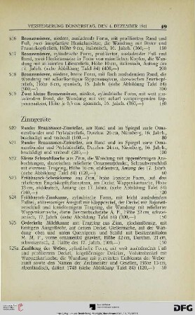 Zinngeräte (Nr. 520-555)