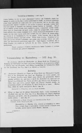 Versammlung zu Marienburg. - 1411 Aug. 10.