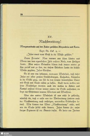 XV. Nachbereitung!