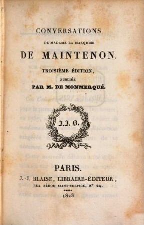 Conversations de Madame la Marquise de Maintenon