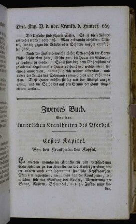 Zweytes Buch. Von den innerlichen Krankheiten des Pferdes.