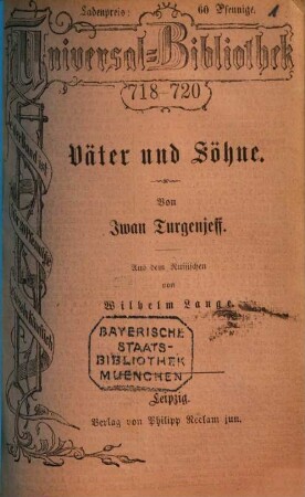 Väter und Söhne : Aus dem Russischen von Wilhelm Lange