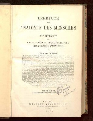 Lehrbuch der Anatomie des Menschen : mit Rücksicht auf physiologische Begründung und praktische Anwendung