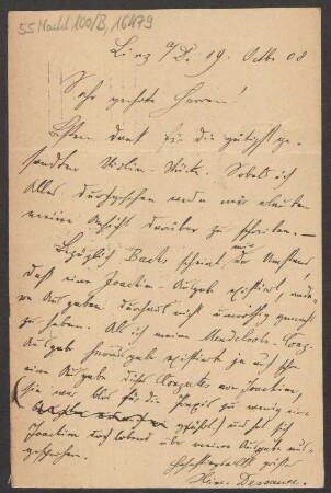 Brief an B. Schott's Söhne : 19.10.1908