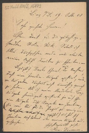 Brief an B. Schott's Söhne : 19.10.1908