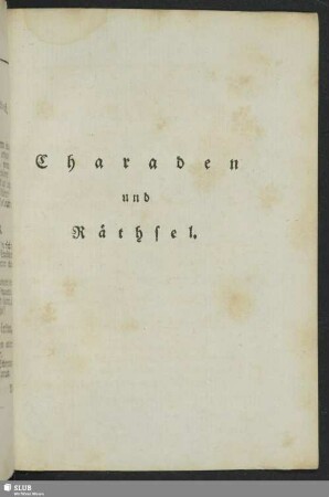 Charaden und Räthsel