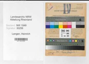 Entnazifizierung Heinrich Langen , geb. 18.07.1885 (Betriebssekretaer)
