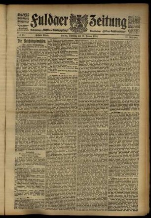 Erste Ausgabe vom Dienstag, den 23. Januar 1912.