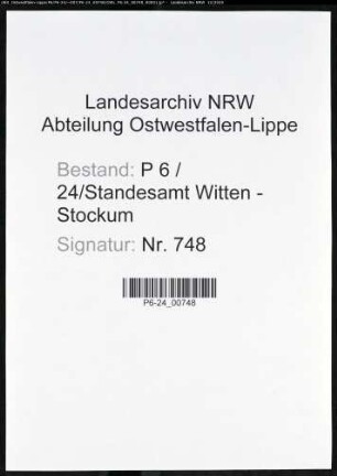 Sterberegister Standesamt Witten-Stockum
