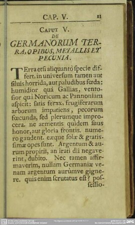 Caput V. Germanorum Terra, Opibus, Metallis Et Pecunia
