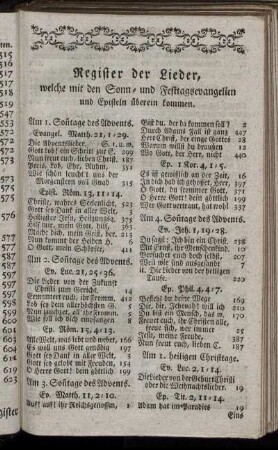 Register der Lieder, ...