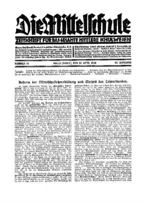 Reform der Mittelschullehrerbildung und Einheit des Lehrerstandes