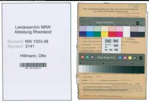 Entnazifizierung Otto Hillmann , geb. 23.11.1909 (Vertreter)