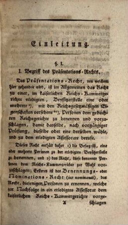 Carl Christoph Albert Heinrich von Kamptz ... Darstellung des Präsentations-Rechts zu den Assessoraten am kaiserlichen und Reichs-Kammergerichte