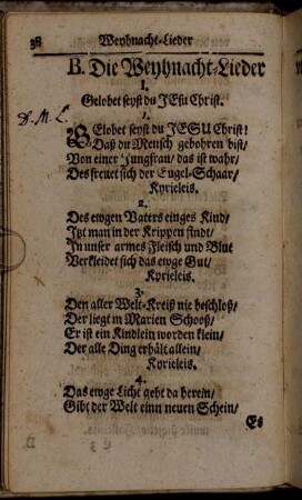 B. Die Weynacht-Lieder