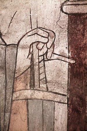 Gruppe von drei Aposteln, darunter Bartholomaeus und Matthias
