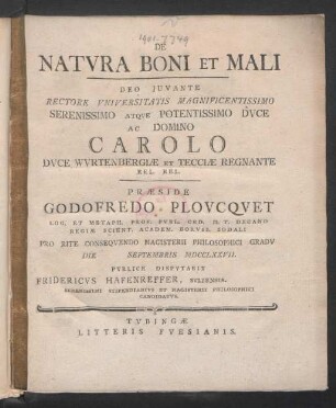 De Natura Boni Et Mali