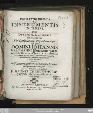 Dissertatio Iuridica De Instrumentis In Genere