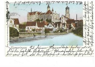 Stadt und Schloss Sigmaringen und Donau (Ansicht aus der Vorstadt)
