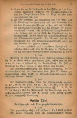 Sechster Titel. Ausführungs- und Uebergangsbestimmungen.