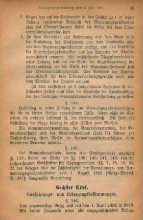 Sechster Titel. Ausführungs- und Uebergangsbestimmungen.
