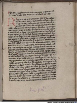 Tractatus p[er]optimus de animabus exutis a corp[or]ibus