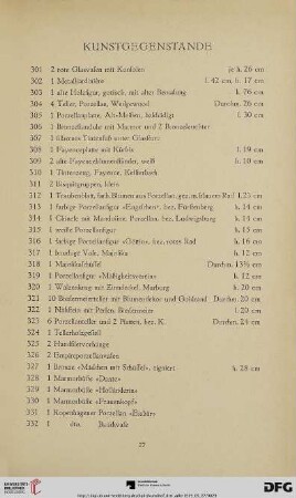 Kunstgegenstände (Nr. 301-586)