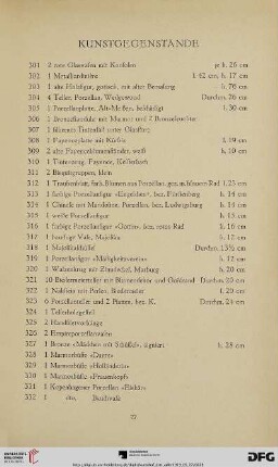 Kunstgegenstände (Nr. 301-586)