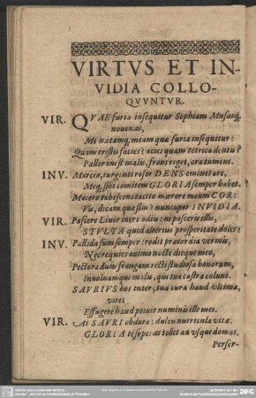 Virtus Et Invidia Colloquuntur