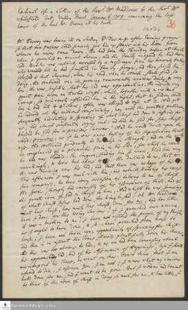 Auszug aus einem Brief von Joseph Maddock an George Whitefield.