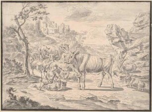 Landschaft mit Herde