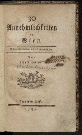 Zweites Heft: Annehmlichkeiten in Wien. Zweites Heft