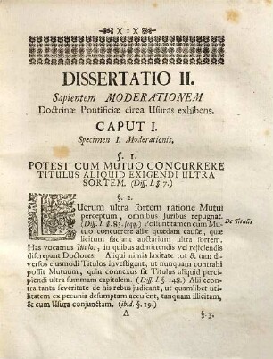 Rigor Moderatus Doctrinae Pontificiae Circa Usuras, à SS. D. N. Benedicto XIV. Per Epistolam Encyclicam Episcopis Italiae Traditus : Ab Ingolstadiensi Academia Constanter Assertus. 2, Dissertatio II. Inauguralis Specimina Moderationis Pontificiae a P. Daniele Concina violatae