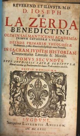 In sacram Judith historiam commentarius litteralis, 2
