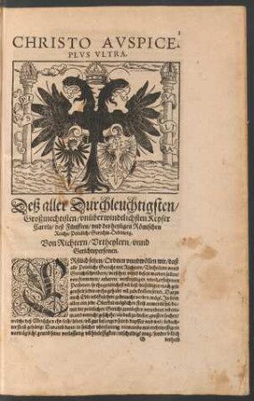 Deß aller Durchleuchtigsten/ Großmechtisten/ unüberwindtlichsten Keyser Carols/ deß Fünfften/ und des heyligen Römischen Reichs/ Peinliche Gerichts Ordnung.