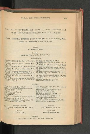 Royal Colonial Institute and other Associations connected with the Colonies