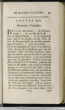 Lettre XIII. Dimanche à Vinchester