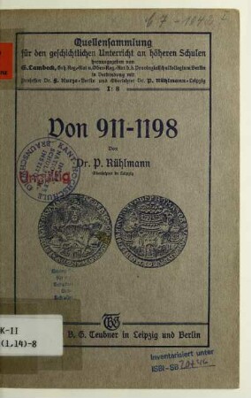 H. 8: Von 911 - 1198