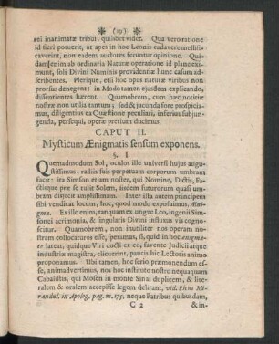 Caput II. Mysticum Aenigmatis sensum exponens.