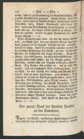 Der zweite Brief des Apostels Paulus an den Timotheus