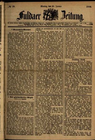 Ausgabe vom Montag, den 25. Januar 1886.