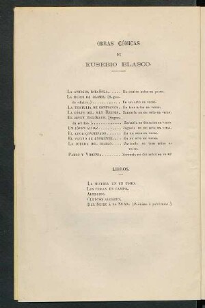 Obras cómicas de Eusebio Blasco