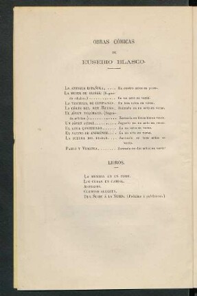 Obras cómicas de Eusebio Blasco
