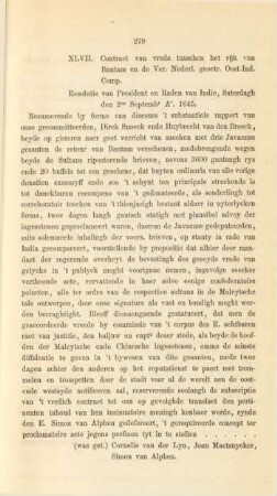 XLVII. Contract van vrede tusschen het rijk van Bantam en de Ver. Nederl. geoctr. Oost-Ind. Comp.
