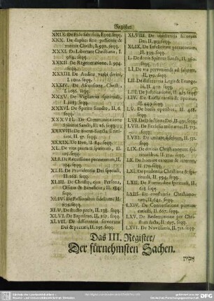Das III. Register, Der fürnembsten Sachen