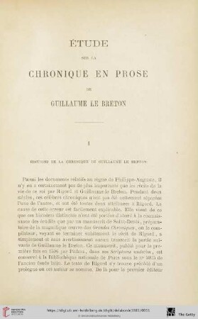 I. Éditions de la chronique de Guillaume le Breton